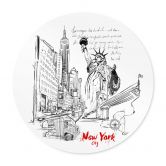 Poster New York - Freiheitsstatue - Schwarz-Weiß - Rund - Love your City 