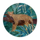 Kinderzimmer Poster Leopard im smaragdgrünen Dschungel - Manovski - Rund 