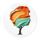 Poster Baum mit oranger und grüner 3D-Krone - Mielu - Rund 
