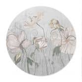 Poster Blumen im Vintage Stil in Grau - Ms Tiff - Rund 