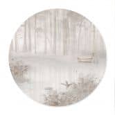 Poster Wald am See im Nebel in Beige - Ms Tiff - Rund 