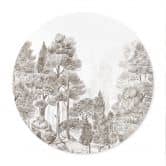 Poster bos met boslandschap in beige - Ms Tiff - Rond 