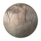 Poster Waldmagie im Morgennebel Beige - Ms Tiff - Rund 