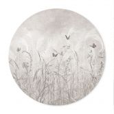 Poster wilde bloemenweide met vlinders in Scandinavisch ontwerp - Ms Tiff - Rond 