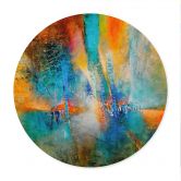 Poster Urbanes Licht in Blau und Orange - Schmucker - Rund 