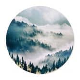Poster Geheimnisvoller Nebel im Wald - SpaceFrog Designs - Rund 
