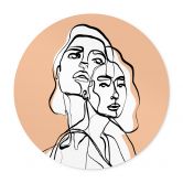Poster Line Art Porträt von zwei Frauen - Treechild - Rund 