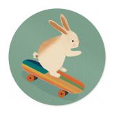 Poster Treechild - Niedlicher Hase auf einem Skateboard - Rund 
