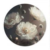 Poster Weiße Blumen mit Goldstaub - Treechild - Rund 