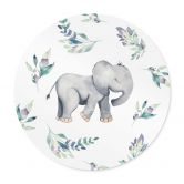 Poster Niedlicher Babyelefant zwischen Boho-Zweigen - UN Designs - Rund 