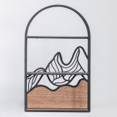 Wandregal Hängeregal Berglandschaft - Aus Holz und Metall - 34x56x12 cm 