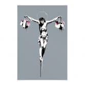 Stoffbild Banksy - Jesus Christus mit Einkaufstüten 