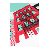 Affiche textile Façade rouge avec escalier de secours à New York - Heemskerk 