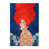 Textielposter vrouw met rood haar en bloemen - Hülya 