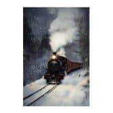 Stoffbild Dampflok im verschneiten Wald - Melloi Art Prints 