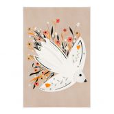 Affiche textile Colombe de la paix avec petites fleurs - Bloom 