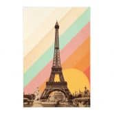 Affiche textile Bodart - Tour Eiffel rétro avec arc-en-ciel 