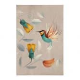 Affiche textile avec motif d'oiseaux - Colibri - Marron 