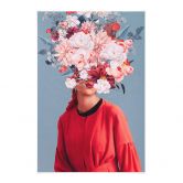 Stoffbild Elegante Frau mit prachtvollen Blumen - Moth 