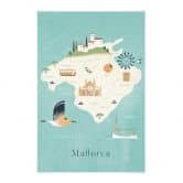 Stoffbild Karte von Mallorca - Reisemotiv - Rivers 