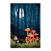 Affiche textile Forêt et étoiles dans la nuit - SpaceFrog Designs 