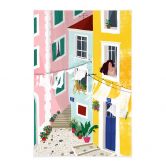 Stoffbild Sommerliche Häuser Illustration - Tomljanovic 