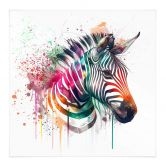 Stoffbild Heine - Regenbogen Zebra - Quadratisch 
