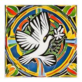 Stoffbild Bunte Friedenstaube - Inspiriert von Matisse - Zamart - Quadratisch 