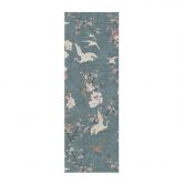 Affiche textile Grues dans la ruée vers les cerisiers en fleurs bleu - Bloomery Decor - Panorama 