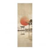 Affiche textile Temple japonais au lever du soleil - Roze - Panorama 