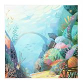 Textile poster coral reef in blue lagoon - DigitalArtsi 