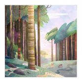Stoffbild Sonniger Wald mit Hirsch - DigitalArtsi 