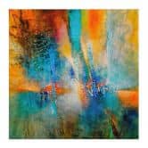 Stoffbild Urbanes Licht in Blau und Orange - Schmucker - Quadratisch 