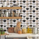 Patroonbehang Fredrikson Koffiekopjes - Black & Gold 