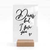 Tischaufsteller Dear bed I love you 