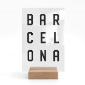 Tischaufsteller Typografie Barcelona 