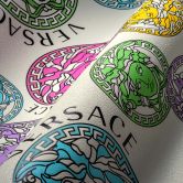 Versace Home Designer Luxustapete Medusa Tapete Bunt Vliestapete mit Medusaköpfen 