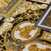 Versace wallpaper Vliestapete Decoupage Barocktapete mit Ornamenten gold, silber, schwarz 