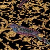 Versace wallpaper Vliestapete Barocco Birds Barocktapete mit Vögeln gold, schwarz, gelb 