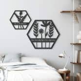 MDF - Holzdeko - Blumen im Hexagon - No Rain No Flowers 