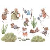 Sticker mural Kikki Belle - Un monde de souris joyeux pour les petits rêveurs (14 pièces) 