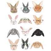 Sticker Mural Lapins à lunettes - Melin (12pcs) 