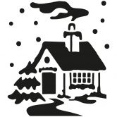 Wandtattoo Eingeschneites Haus im Winter 