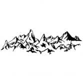 Wallsticker med panorama over klippefyldte bjerge  