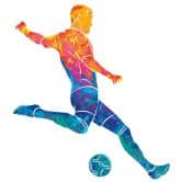 Fußballer Wandtattoo mit buntem Farbverlauf 