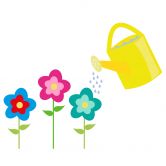 Wandtattoo Giesßkanne mit Blumen 