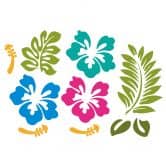 Wandtattoo Hibiskusblüten - türkis-magenta-hellblau 