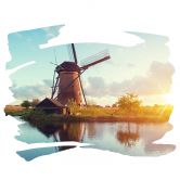 Wandtattoo Holländische Windmühle querschraffiert 