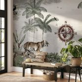 Wall sticker Compass with abstract continents 