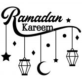 Wandtattoo Ramadan Kareem Mond Sterne Laternen 